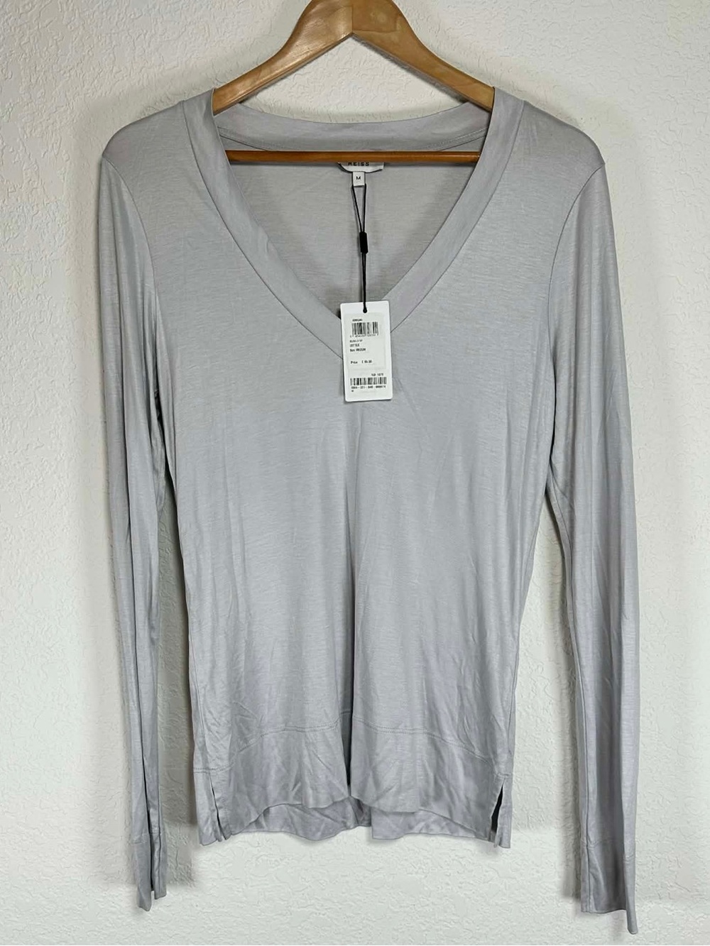 Reiss Selena Light Blue V-Neck Long Sleeve Top